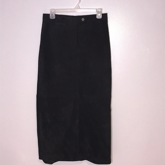 Lauren Ralph Lauren Black Long Maxi Suede Skirt 8P